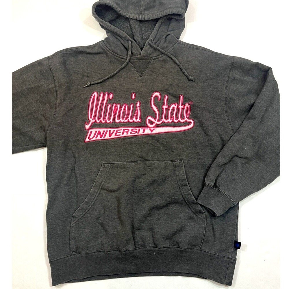 Vintage Y2k Illinois State University Hoodie‎ Sweatshirt Unisex S Gray / Pink